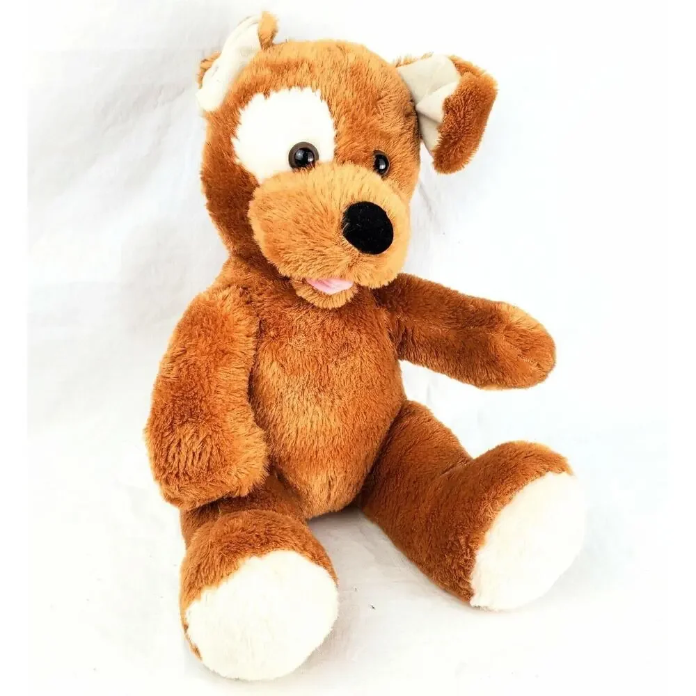 Build a Bear Sound Plush Dog Light Brown Puppy Doll with White on One Eye Barks